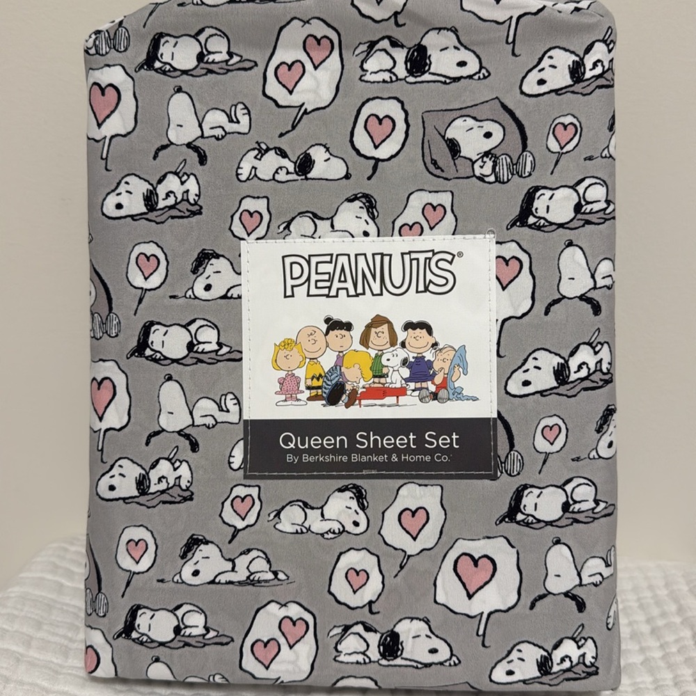 NEW Peanuts Snoopy Valentine Dreaming Love Queen Size Sheet Set